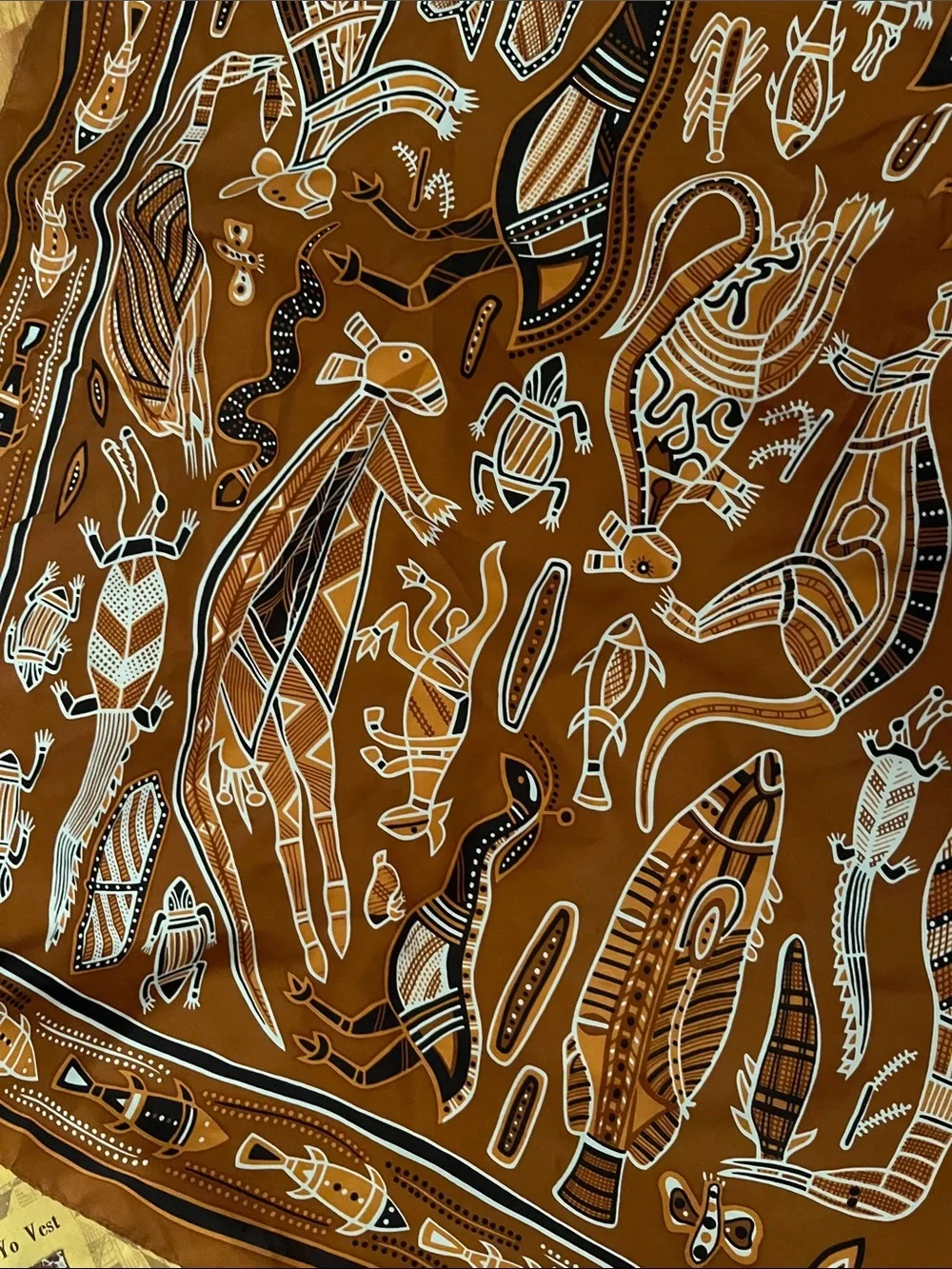 Australian Aboriginal Art Scarf Brown
